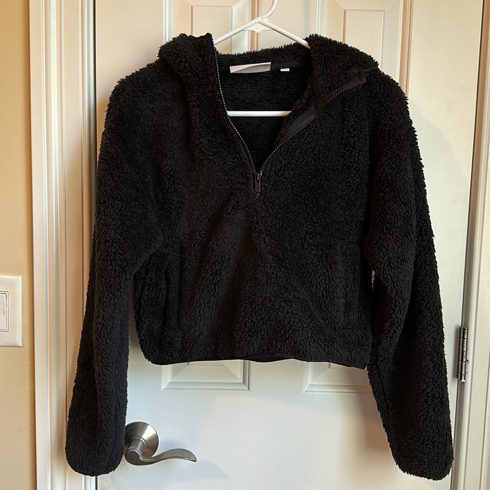 Sunday Best Soft 3/4 Zip Hooded Crop Sweater